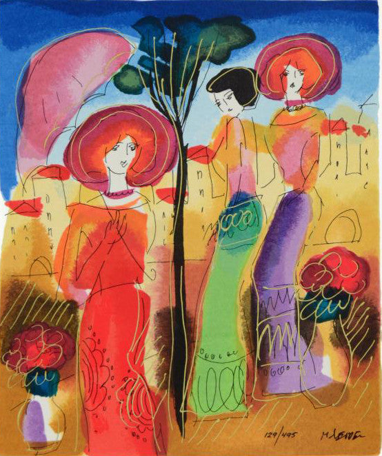 Afternoon Walk Moshe Leider Serigraph Print Artist Hand Signed and Numbered