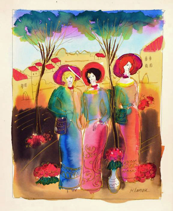 Moshe Leider Untitled Original Watercolor Painting Artist Hand Signed
