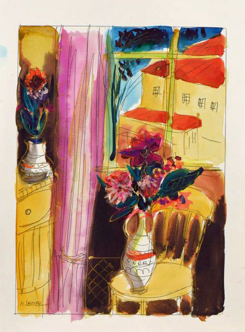Moshe Leider Original Watercolor Painting Artist Hand Signed