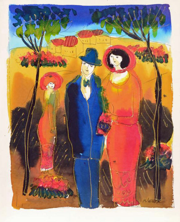 Moshe Leider Original Watercolor Painting Artist Hand Signed