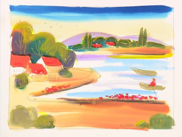 Moshe Leider Original Watercolor Painting Artist Hand Signed