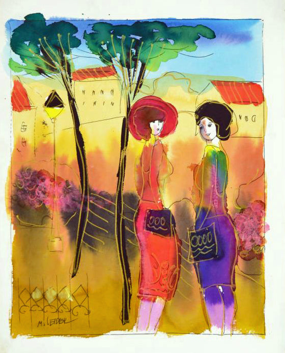 Moshe Leider Untitled Original Watercolor Painting Artist Hand Signed