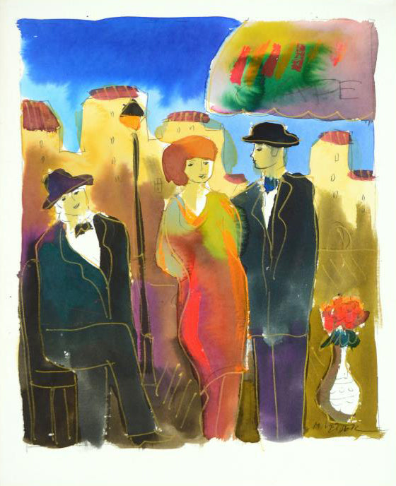 Moshe Leider Untitled Original Watercolor Painting Artist Hand Signed