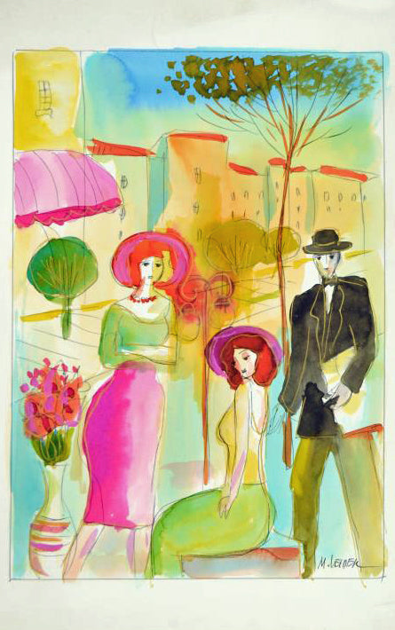 Moshe Leider Untitled Original Watercolor Painting Artist Hand Signed
