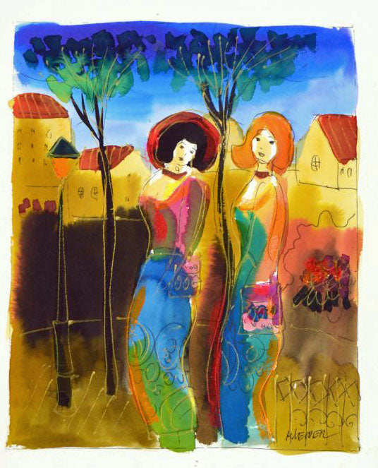 Moshe Leider Untitled Original Watercolor Painting Artist Hand Signed