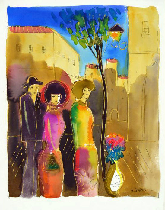 Moshe Leider Original Watercolor Painting Artist Hand Signed