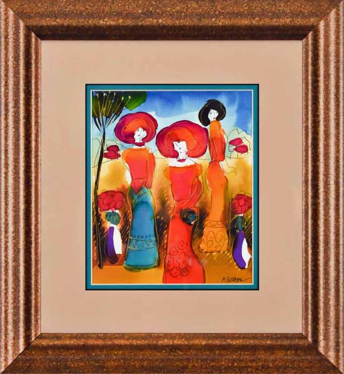 Moshe Leider Untitled Original Mixed Media Painting Artist Hand Signed Framed