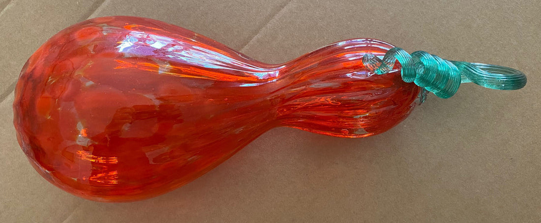 Mariusz Rynkiewicz Hand Blown Glass Pumpkin Sculpture Artist Hand Signed