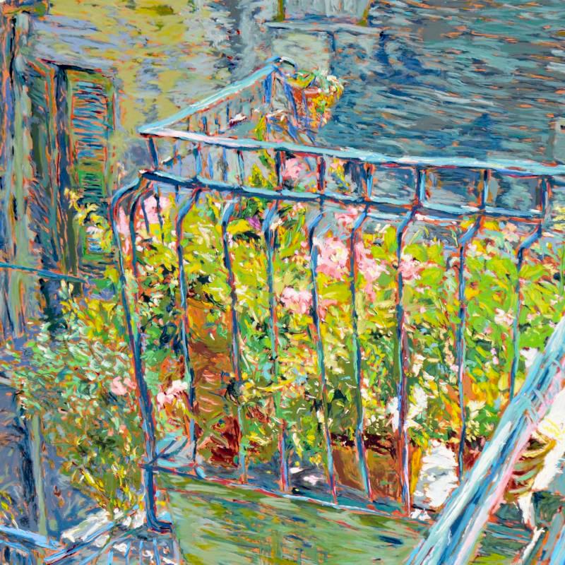 Le Balcon Bleu Marco Sassone Serigraph Print Artist Hand Signed and Numbered