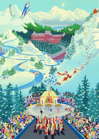 Let the Winter Games Begin Melanie Taylor Kent Serigraph Print Artist Hand Signed and Numbered