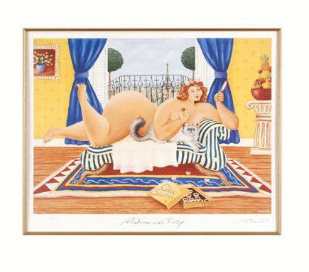 Madonna avec Pussy Matthew Watts Lithograph Print Artist Hand Signed Numbered and Matted