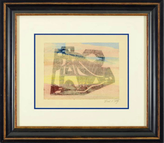 Neal Doty Original Mixed Media Linocut Artist Hand Signed Framed