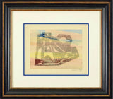 Neal Doty Original Mixed Media Linocut Artist Hand Signed Framed