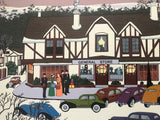 Christmas In Cambria Nobuo Watanabe Serigraph Print Artist Hand Signed and Roman Numeral Numbered