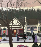 Christmas In Cambria Nobuo Watanabe Serigraph Print Artist Hand Signed and Roman Numeral Numbered