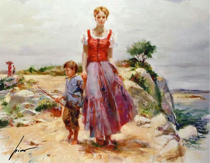 Cliffside Retreat Pino Daeni Giclée Print Artist Hand Signed and Numbered