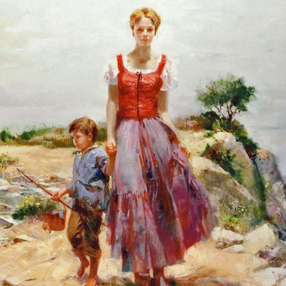 Cliffside Retreat Pino Daeni Giclée Print on Canvas Artist Hand Signed and Numbered