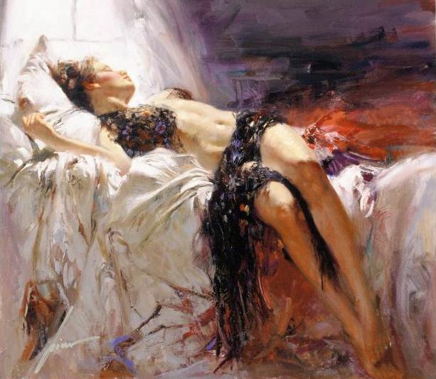 Morning Dreams Pino Daeni Canvas Giclée Print Artist Hand Signed Numbered and Framed