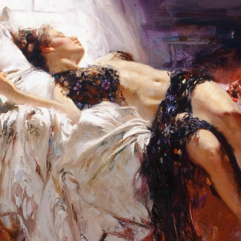 Morning Dreams Pino Daeni Canvas Giclée Print Artist Hand Signed and Numbered