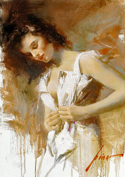 White Camisole Pino Daeni Artist Proof Canvas Giclée Artist Hand Embellished, Signed and Numbered