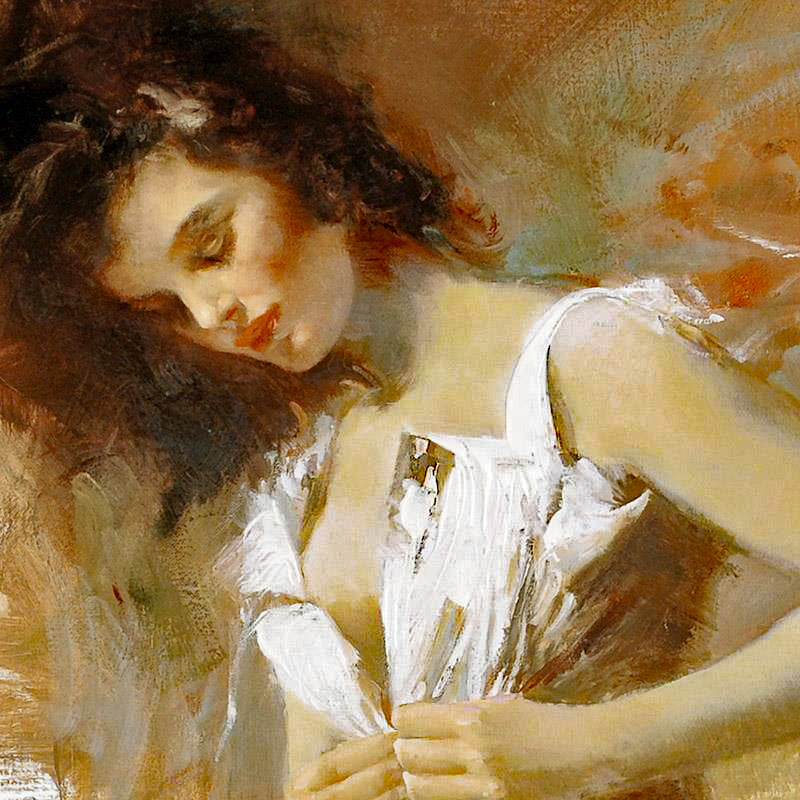 White Camisole Pino Daeni Artist Proof Canvas Giclée Artist Hand Embellished, Signed and Numbered