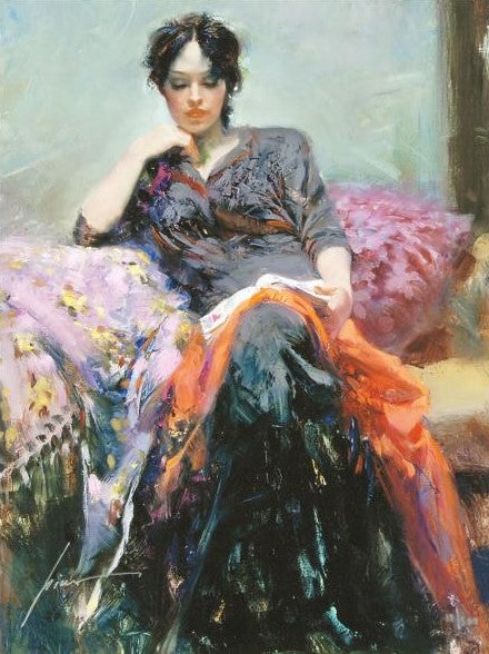 Her Favorite Book Pino Daeni Canvas Giclée Print Artist Hand Signed and Numbered