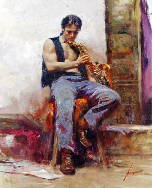 Music Lover Pino Daeni Canvas Giclée Print Artist Hand Signed Numbered and Framed