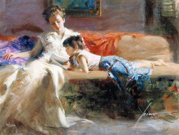Late Night Reading Pino Daeni Canvas Giclée Print Artist Hand Signed and Numbered