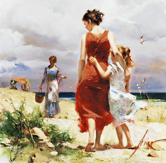 Breezy Days Pino Daeni Canvas Giclée Print Artist Hand Signed and Numbered