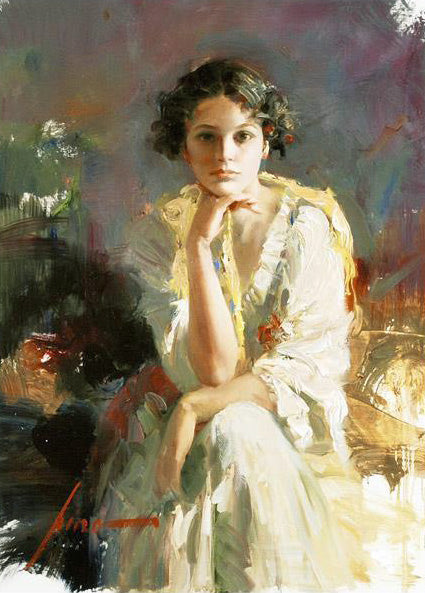 Yellow Shawl Pino Daeni Canvas Giclée Print Artist Hand Signed and Numbered