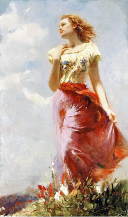 Wind Swept Pino Daeni Canvas Giclée Print Artist Hand Signed and Numbered