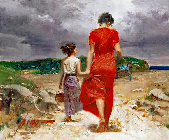 Homeward Bound Pino Daeni Artist Proof Canvas Giclée Print Artist Hand Embellished, Signed and AP Numbered