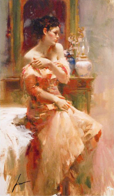 Silk Taffeta Pino Daeni Giclée Print Artist Hand Signed and Numbered