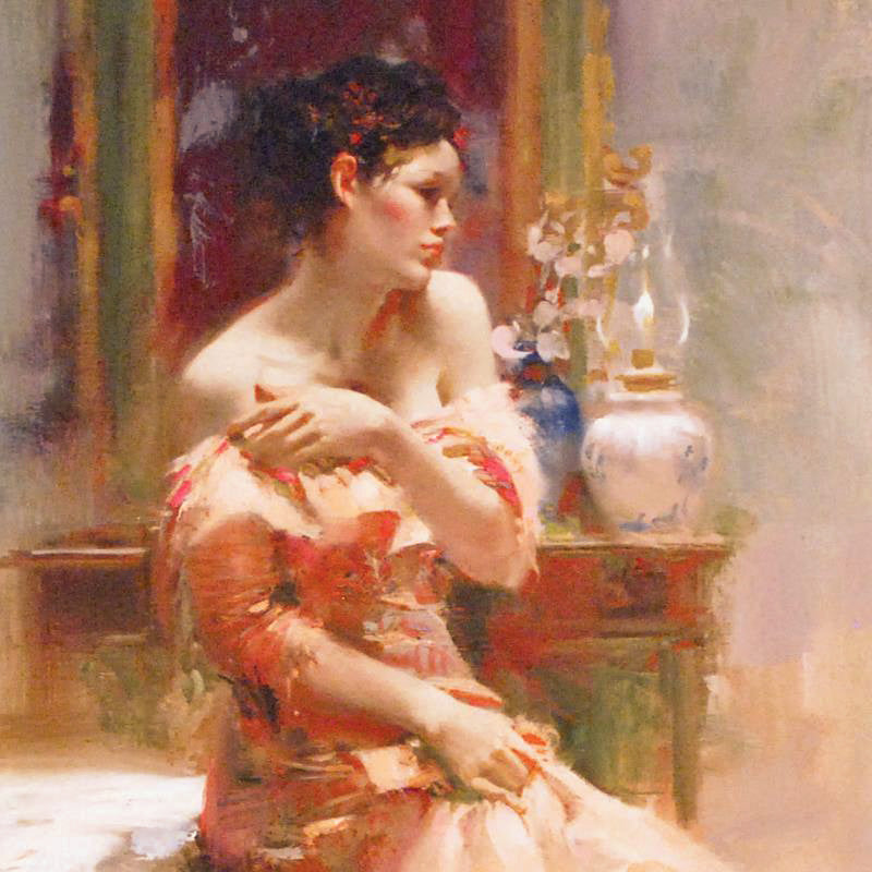 Silk Taffeta Pino Daeni Giclée Print Artist Hand Signed and Numbered