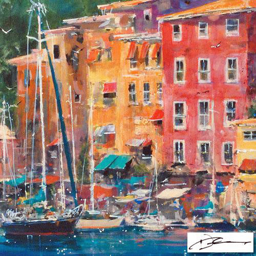Portofino Bay James Coleman Lithograph Print Artist Hand Signed and Numbered