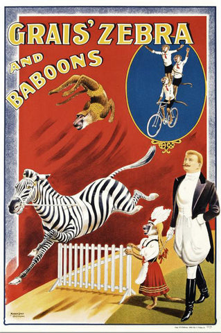 Grais Zebra and Baboons RE Society Hand Pulled Lithograph Print Signed Numbered