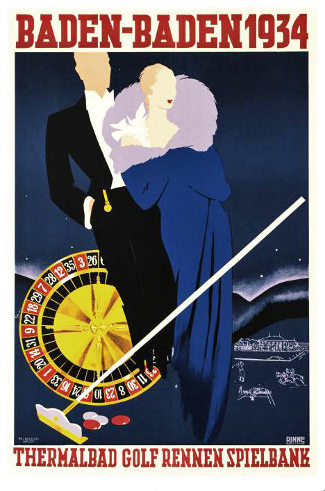 Baden Baden RE Society Hand Pulled Fine Art Lithograph Print Lithographer Hand Signed and Numbered