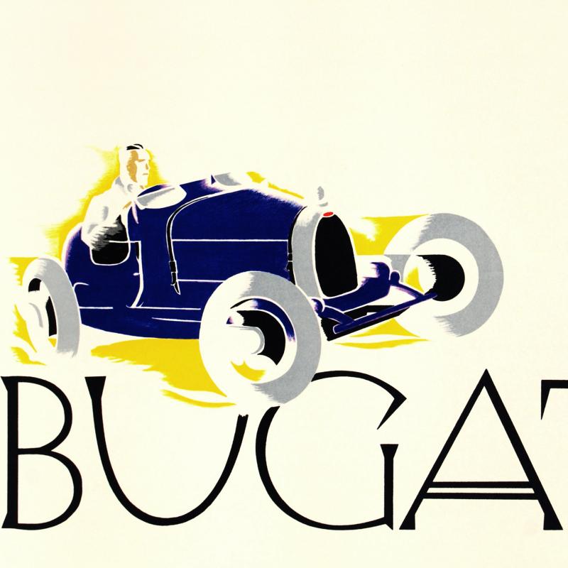 Bugatti Le Champion du Monde RE Society Hand Pulled Lithograph Print Lithographer Hand Signed and Numbered