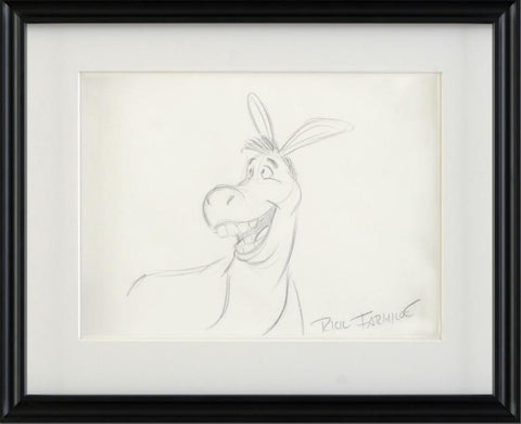 Rick Farmiloe The Talking Donkey Original Pencil Sketch Artist Hand Signed and Framed