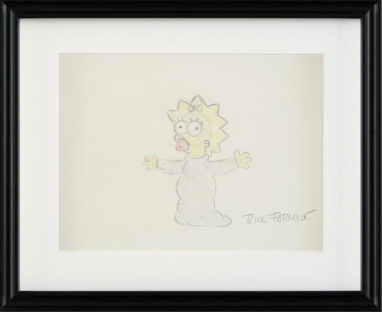 Maggie Simpson Rick Farmiloe Hand Signed Original Color Pencil Sketch Framed