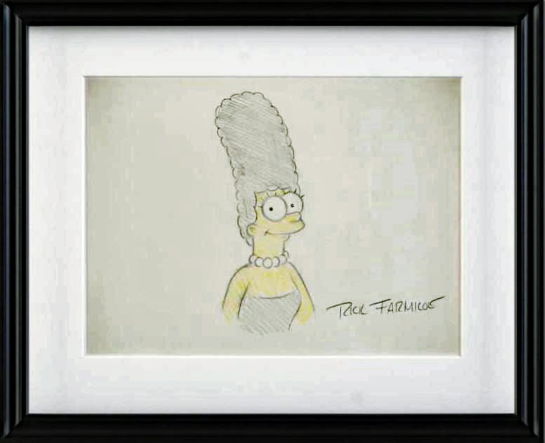 Marge Simpson Rick Farmiloe Hand Signed Original Color Pencil Sketch Framed