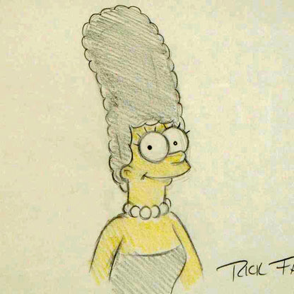 Marge Simpson Rick Farmiloe Hand Signed Original Color Pencil Sketch Framed