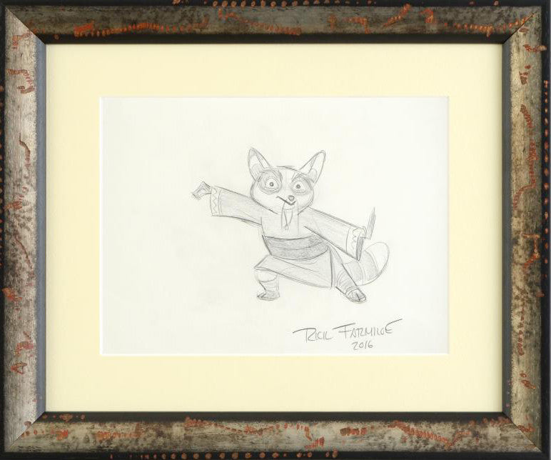 Rick Farmiloe Artist Hand Signed Original Pencil Sketch on Paper Shifu Framed