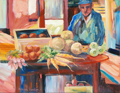Farmers Market Rebecca Hardin Acrylic Painting on Canvas Artist Hand Signed
