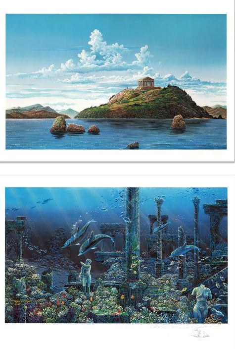 Athenian Odyssey Robert Lyn Nelson Mixed Media Print with Artist Hand Drawn Remarque Hand Signed and Numbered