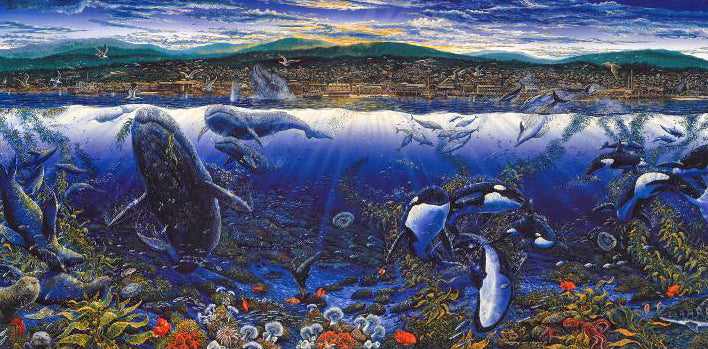 Golden Light on Cannery Row Robert Lyn Nelson Mixed Media Print Artist Hand Signed and Numbered