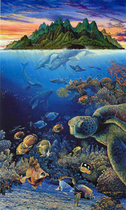 An Underwater Congress Robert Lyn Nelson Mixed Media Print Artist Hand Signed and Numbered