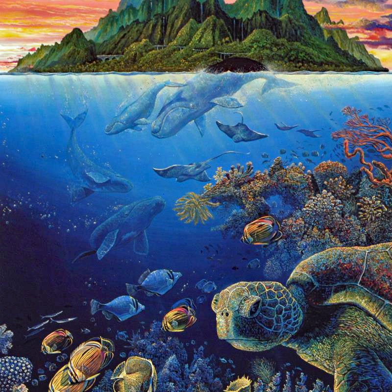 An Underwater Congress Robert Lyn Nelson Mixed Media Print Artist Hand Signed and Numbered