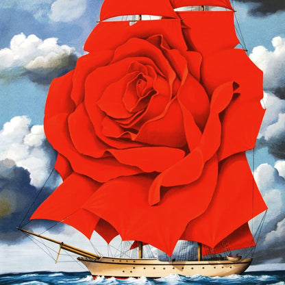 Red Rose Ship Rafal Olbinski Hand Pulled Lithograph Print Artist Hand Signed and Numbered