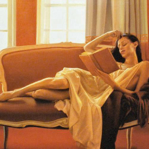 Reclined Read Carrie Graber Canvas Giclée Print Artist Hand Signed and Numbered